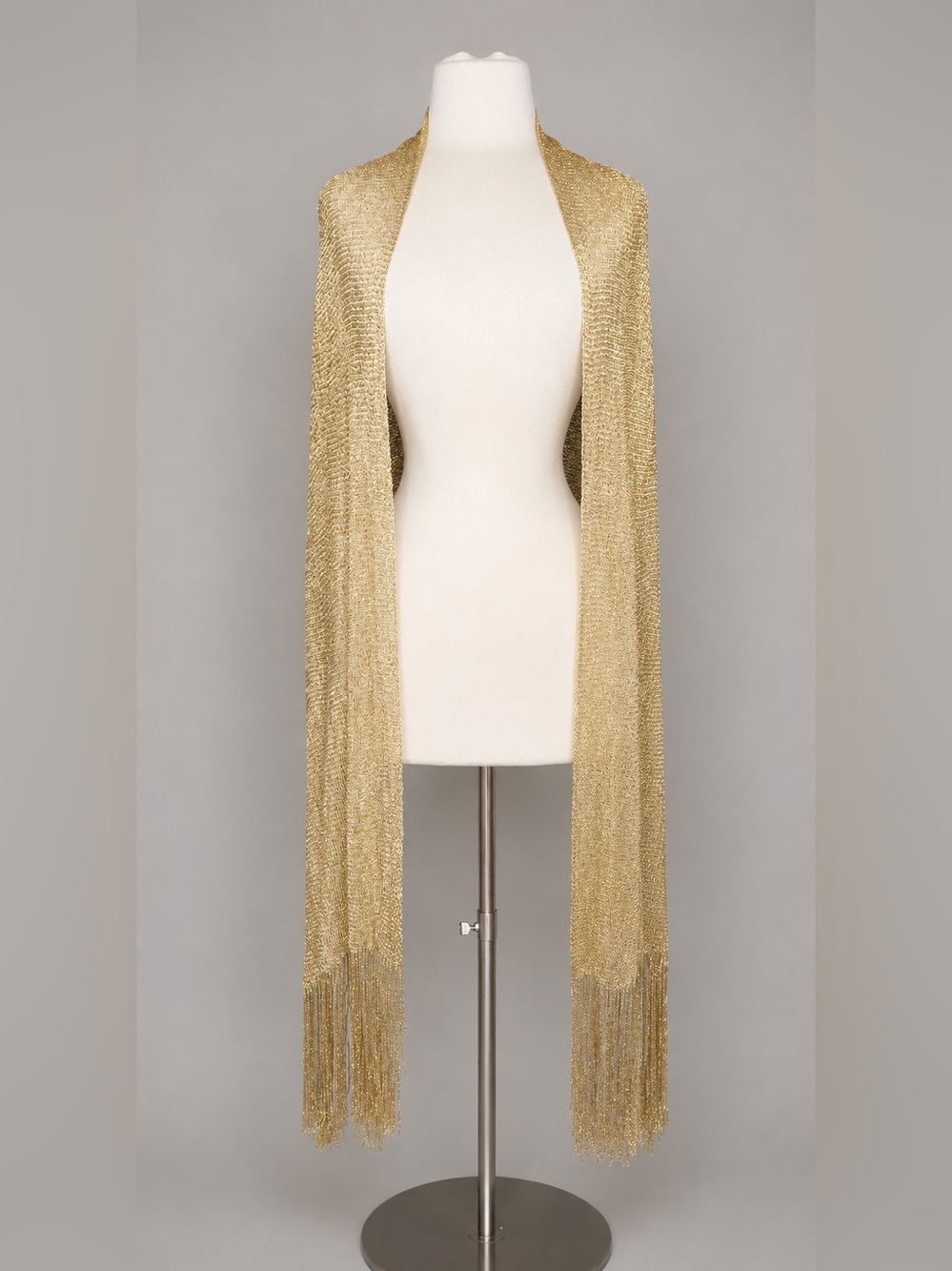 Gold Metallic Fringe Evening Shawl Wrap Wedding Formal Party Lightweight Scarf